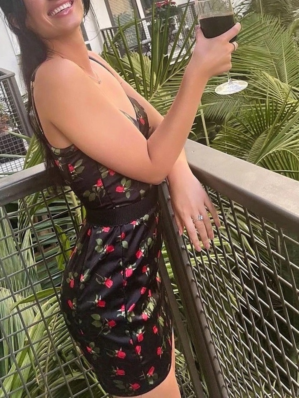 Floral Mini Dress in Black & Red Like New - Picture 3 of 3